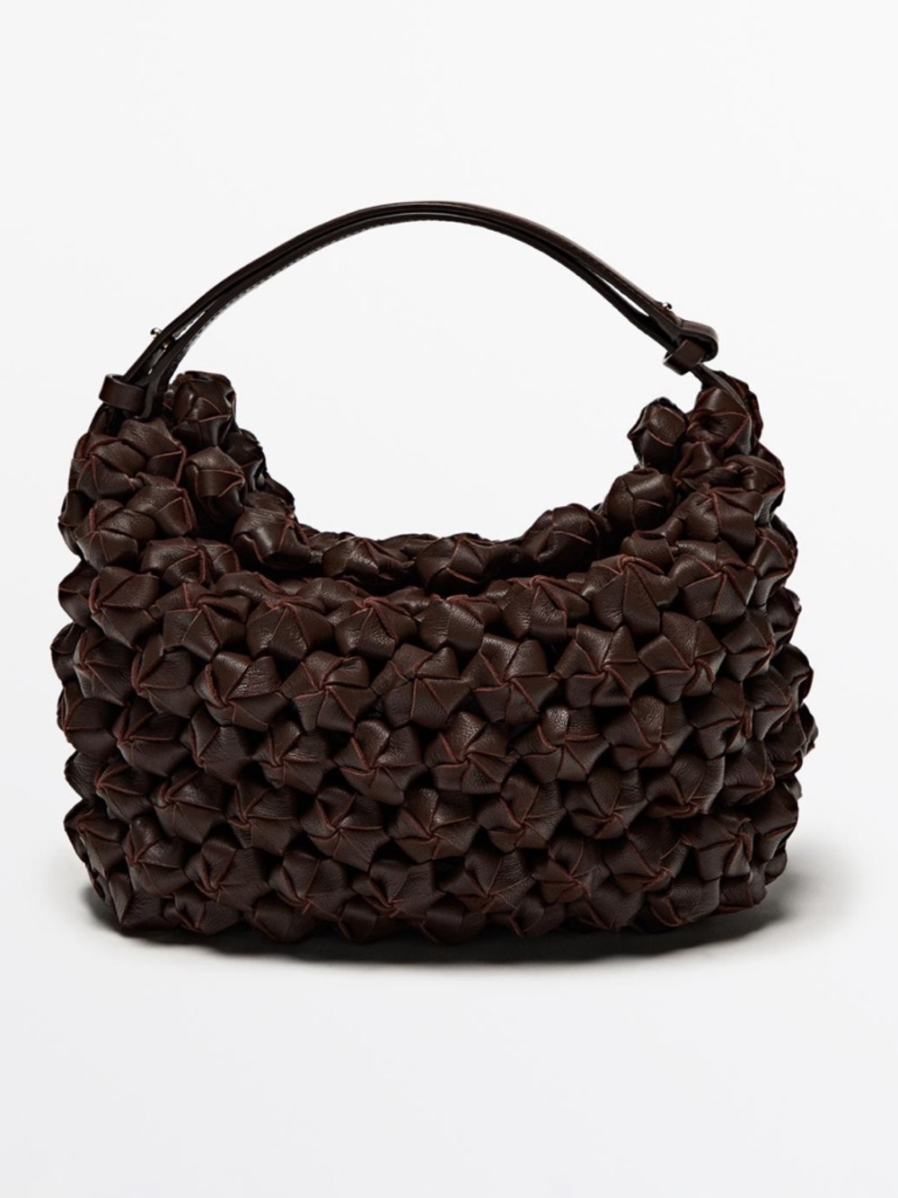 Massimo Dutti Dark Brown Woven Shoulder Bag